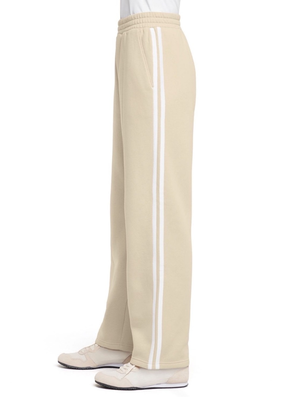 NWT Express Cream Track Pants w/White Side Stripes XL